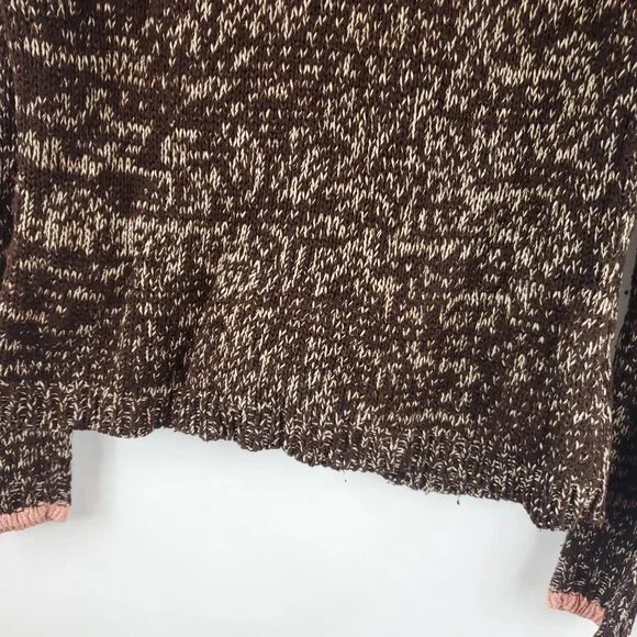 Vintage Harolds Womens Brown Cream Pink Knit Turtleneck Lng Slv Sweater Medium - Picture 7 of 10